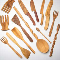 hand carved kitchen tools in the kitchen