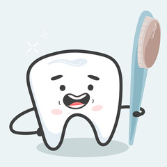 Healthy tooth with a brush in hand