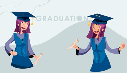 Graduation to students banner. Online graduation