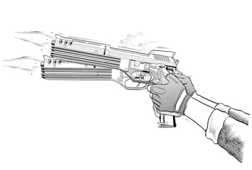 銃,GUN,イラスト,イタリア,射撃、フルオート