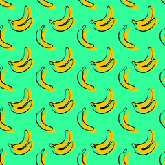 pattern with oranges, peaches and bananas. digital banana pattern. colourful fresh fruit and juice vector background.fruit background illustration for textile and package. fruit pattern