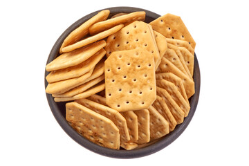Salted crackers, isolated on white background. High resolution image