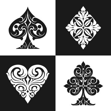 Elegant playing card suits symbols collection