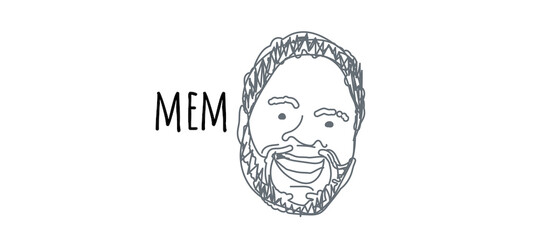 Old men smiling sketch style