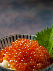 新鮮なイクラがたくさんかかった白いご飯