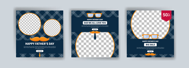 Happy Father's Day. Father's day big sale. Banner vector for social media ads, web ads, business messages, discount flyers and big sale banners.