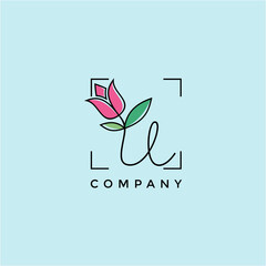 Letter U Beautiful Flower Logo Design Vector Graphic Illustration