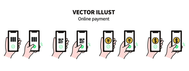 スマートフォンで決済している様子