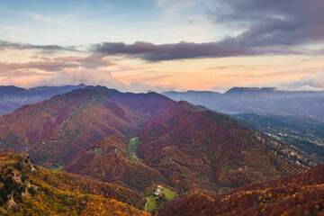 View from the top (autumn sunset over the valley).