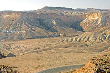 Beautiful landscape of Ein Avdat and Zin Valley. Negev, desert and semidesert region of southern Israel. Sunny summer day