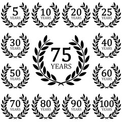 laurel wreath collection for jubilee years - obrazy, fototapety, plakaty