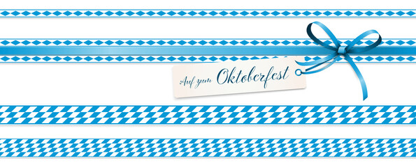 blue and white checkered Oktoberfest banners