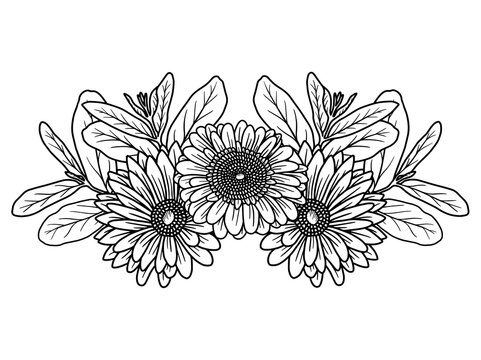Hand drawing and sketch flower with line art illustration.