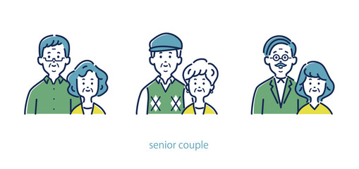 3組のシニアカップルのイラスト素材