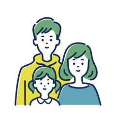 若い3人家族のイラスト素材