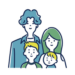 若い4人家族のイラスト素材