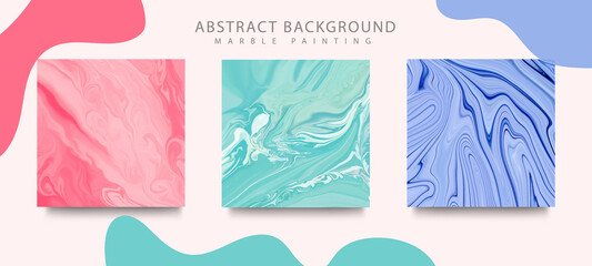 abstract pink, green and blue and blue liquid ink painting design covers. mix of color Premium Vector