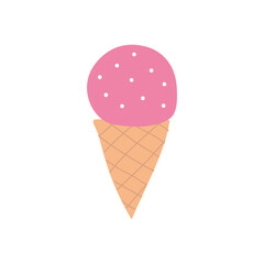 Ice cream elements in a cone.
Sweet summer delicacy with different tastes, isolated popsicle with different topping.Vector illustration for web,design, print.