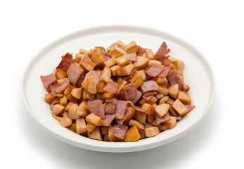 Fried sausage and bacon