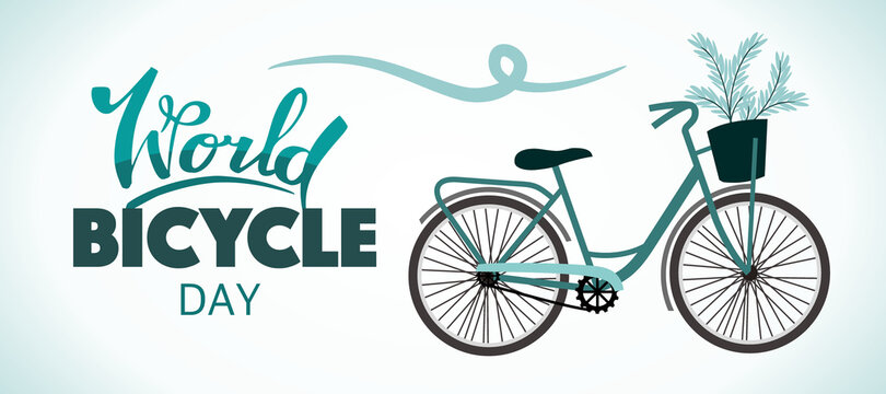 World Bicycle Day. Banner for the holiday.