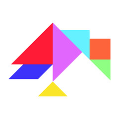 Color tangram puzzle in  bird (vulture)shape on white background