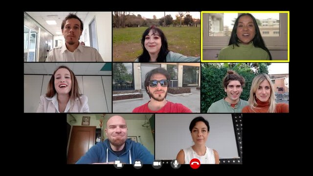 Web meeting with users listening to an Asian girl