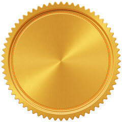 Gold medal award coin circle blank. Round golden badge winner sign. 3d illustration