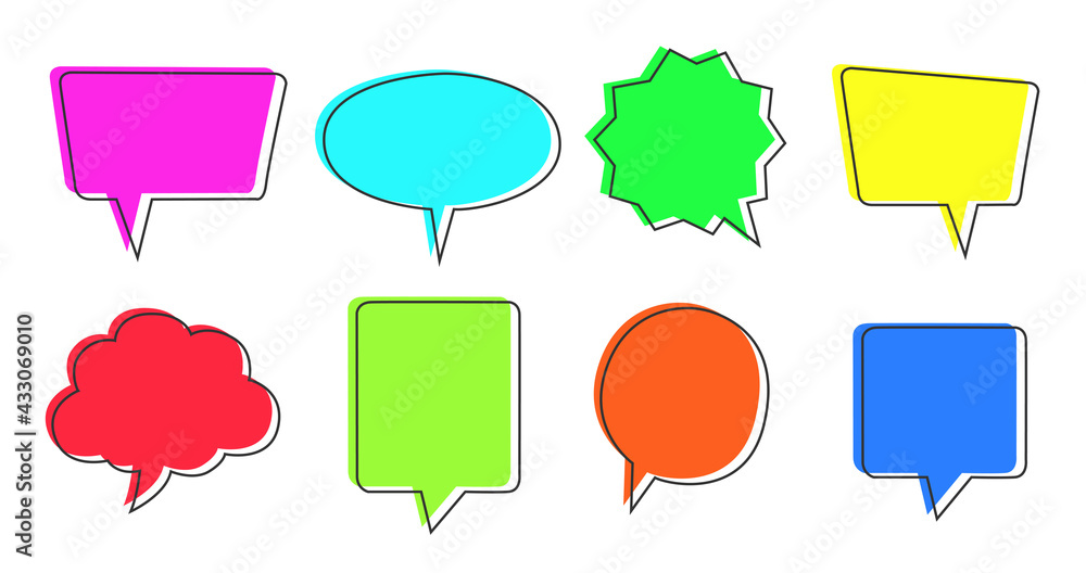 Poster speech bubbles set of inverted rectangle distorted circle blank shapes