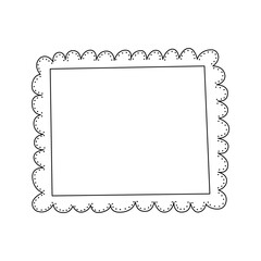 Simple linear rectangular photo frame. Hand draw, doodle style. Element, clipart, add-on for graphic design. Children's drawing by hand. Cute beautiful frames. Template for flyer, card, poster, logo. 