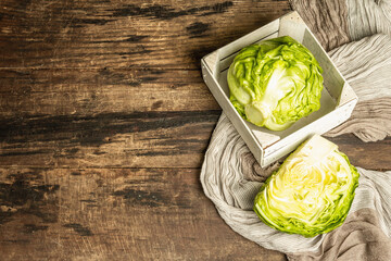 Fresh young cabbage in a rustic arrangement