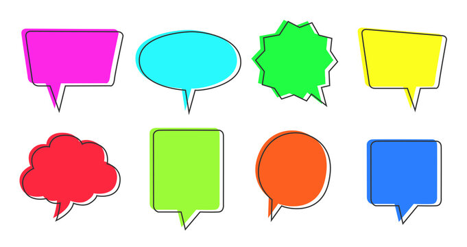Speech Bubbles Set of Inverted Rectangle Distorted Circle Blank shapes