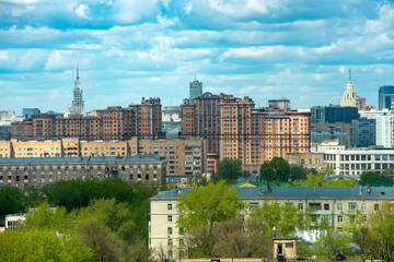 Fototapeta premium Moscow city center on a cloudy day / high-rise buildings