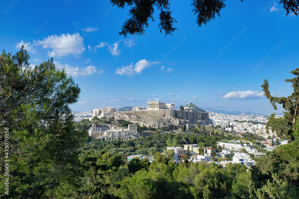 Wall mural Acropolis and the temple of the Parthenon. Athens, Greece