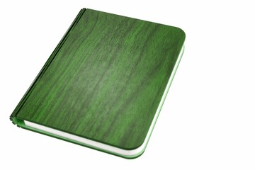 Green book with blank cover isolated on white background