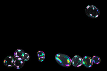 Soap bubbles isolated on a black background