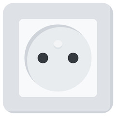 White Flat Wall Socket Vector Illustration Icon