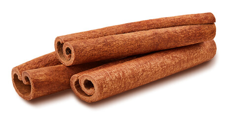 Cinnamon sticks isolated on white background