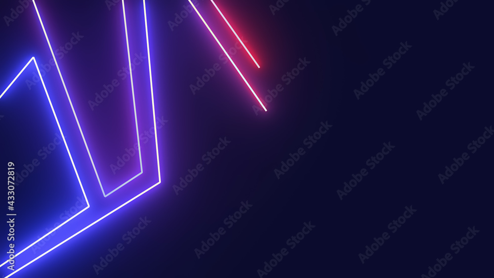 Poster 3d rendering of glowing lines on a black background. can be used to create a variety of media