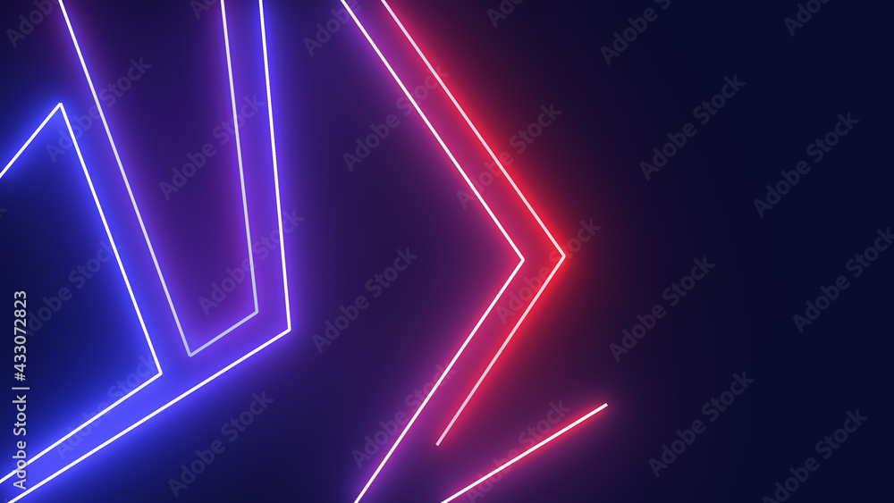 Poster 3d rendering of glowing lines on a black background. can be used to create a variety of media