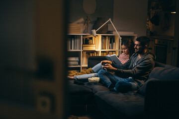 couple spending evening together at home