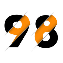 98 9 8 Number Logo Design with a Creative Cut. Creative logo design.