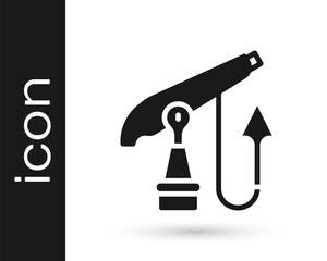 Black Fishing harpoon icon isolated on white background. Fishery manufacturers for catching fish under water. Diving underwater equipment. Vector