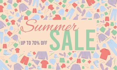 Summer sale design template, clothes sale design voucher