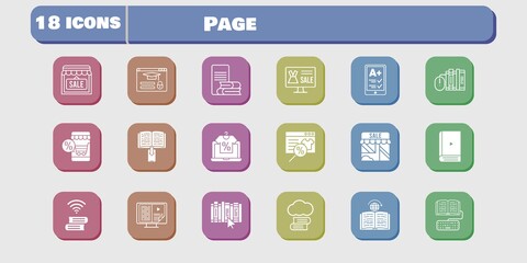 page icon set. included cloud library, online shop, ereader, shop, ebook, books, homework, online-learning, book, learning icons on white background. linear, filled styles.