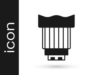 Black Camera photo lens icon isolated on white background. Vector