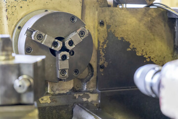 CNC turning machine spindle and lathe workshop