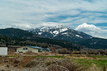 The view of the Grand Teton Mountain Range from the Grand Teton National Park in Moose, Wyoming in...