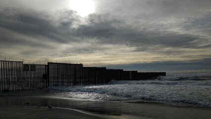 US-Mexico border from the beach in San Diego