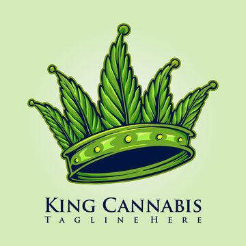 King Kush Cannabis Crown Logo Vector illustrations for your work , mascot merchandise t-shirt, stickers and Label designs, poster, greeting cards advertising business company or brands.
