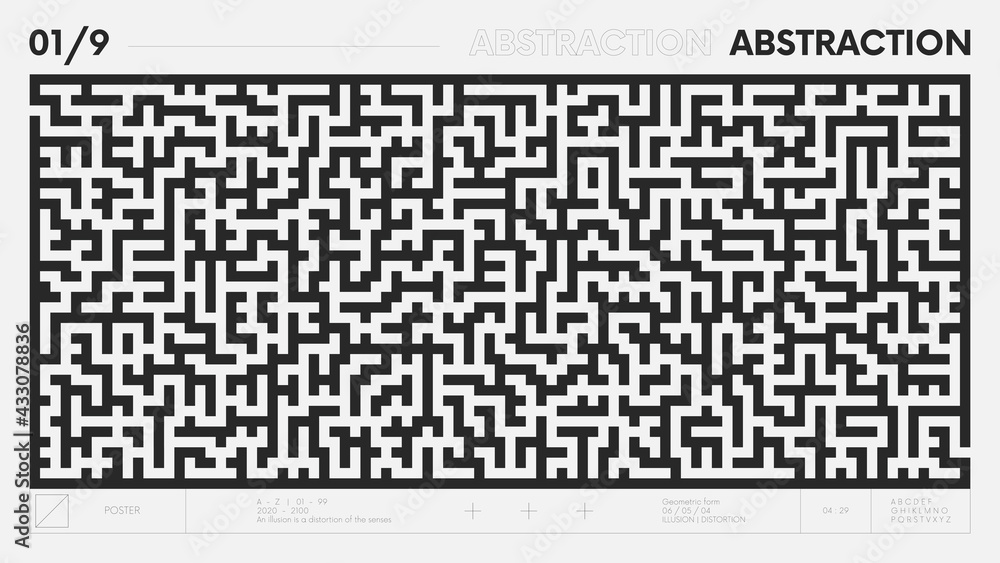 Poster abstract modern geometric banner with simple shapes in black and white colors, graphic composition d